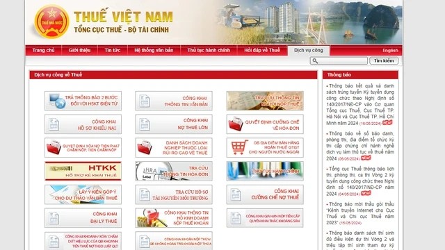 Tra cứu ở mục “Dịch vụ công” trên trang web của Tổng cục Thuế để xem mình có thuộc trường hợp nợ thuế hay không. Ảnh chụp màn hình